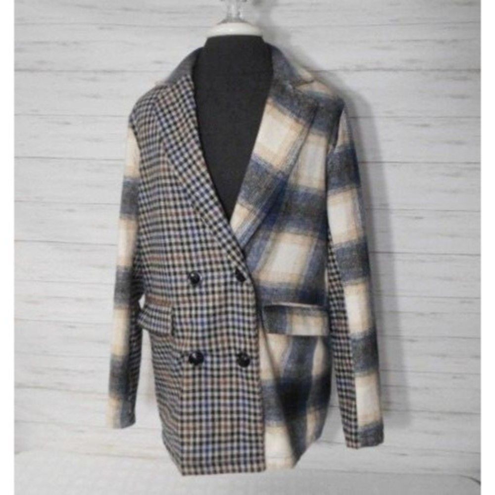 Buckle Black Jean Co. Womens Small 2 Button Blazer Sport Coat Jacket Wool Plaid